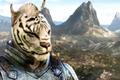 An Elder Scrolls Khajit on top of the background from the ESVI trailer