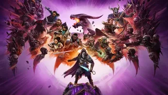 a group of people are standing in front of a dragon in a video game .