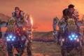 Two characters riding mechnical horses in Horizon Forbidden West.