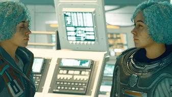 The Starfield protagonist looking at themselves as they enter the Unity 