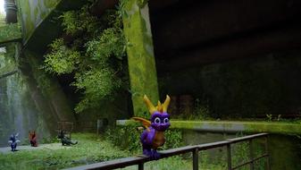 A screenshot of Spyro in Skyrim.