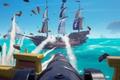 Cannons attacking a ship in Sea of Thieves.