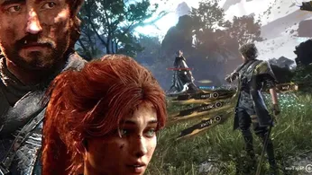 clair obscure gameplay - a man and a woman are standing next to each other in a video game .