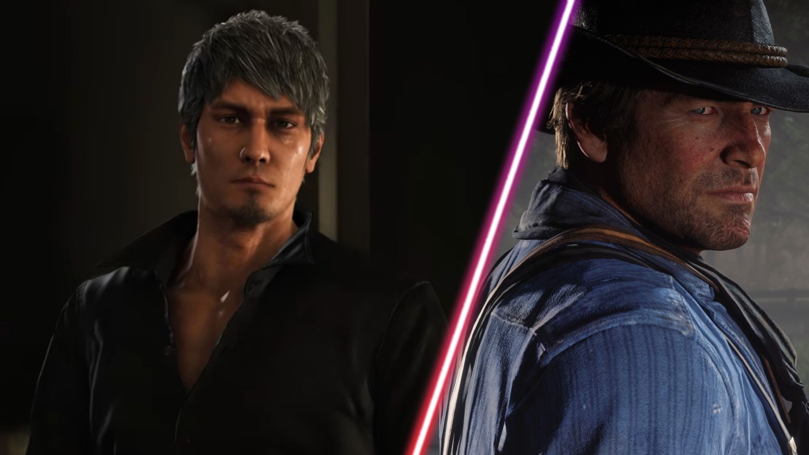 Kazuma Kiryu in Like A Dragon: Infinite Wealth and RDR2's Arthur Morgan.